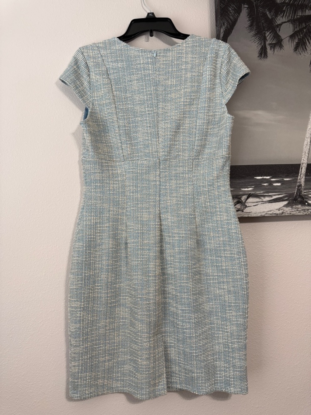 M.Infisavo Blue Tweed Sheath Dress Large - Picture 6 of 8